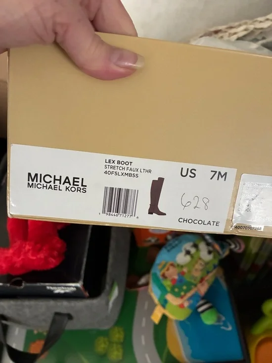 Michael Kors Dark Brown Suede Over-the-Knee Boots with Gold-Tone Zip - Picture 6 of 7